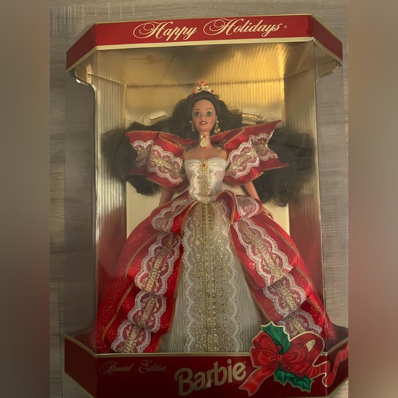 flower green dress happy holidays barbie doll special edition 1995 1993 NIB Green Red Dre –  cyclewarehouse.online main image 0